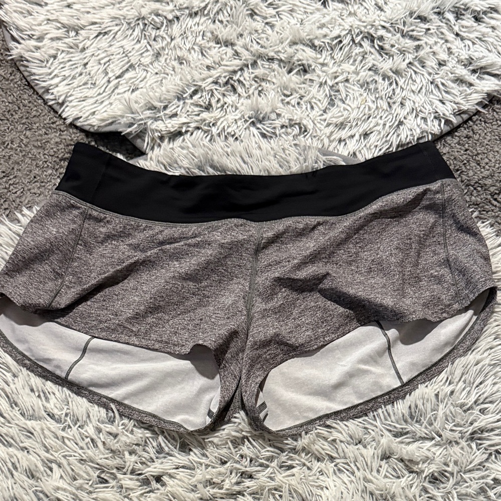 Lululemon gray speed up shorts size 12